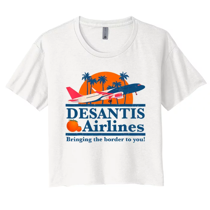 Desantis Airlines Funny Political Meme Ron Desantis Governor Women's Crop Top Tee