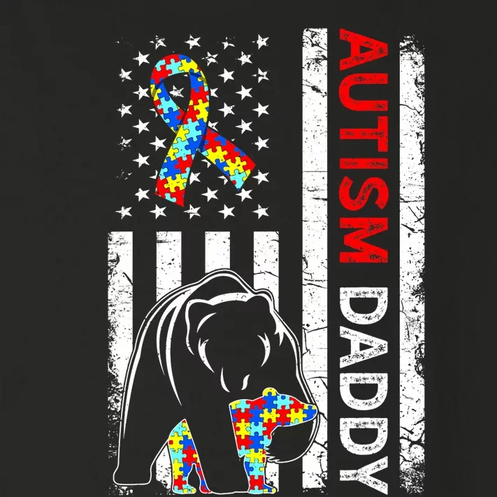 Distressed American Flag Autism Daddy Bear Awareness Toddler Long Sleeve Shirt