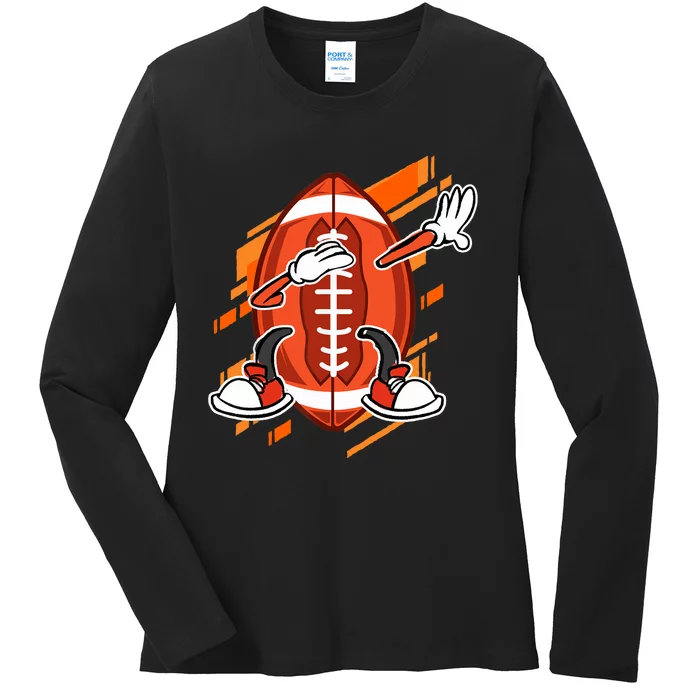 Dabbing American Football Player For Footbal Fans Ladies Long Sleeve Shirt