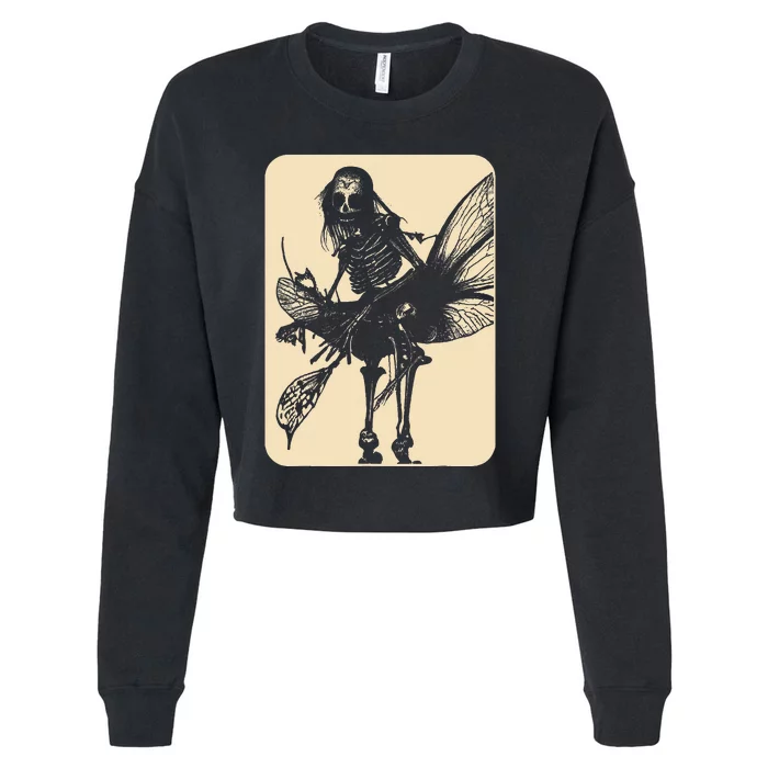 Dark Art Fairycore Butterfly Skeleton Cropped Pullover Crew