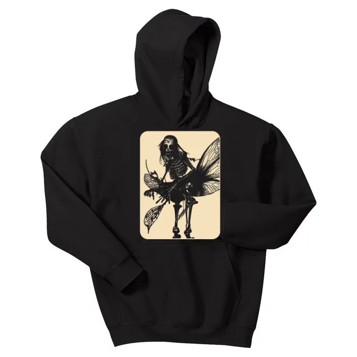 Dark Art Fairycore Butterfly Skeleton Kids Hoodie