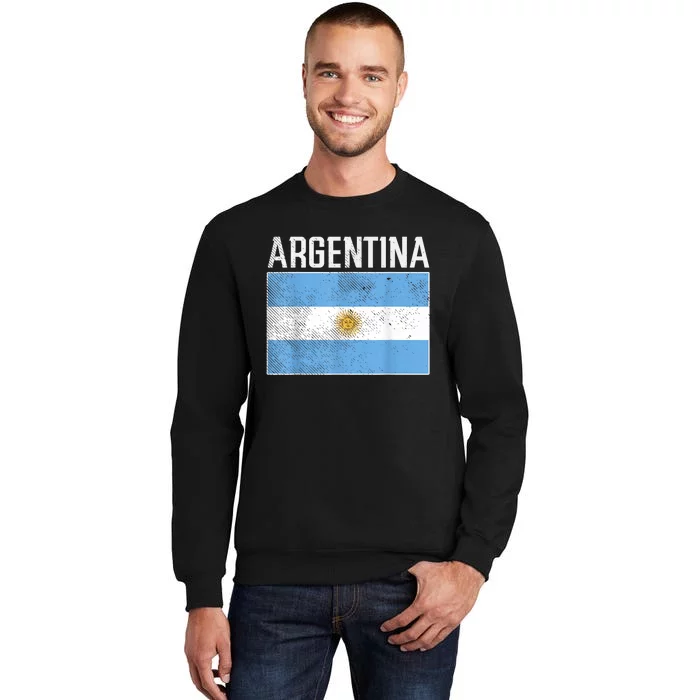 Distressed Argentina Flag Flag Soccer Fan Sweatshirt