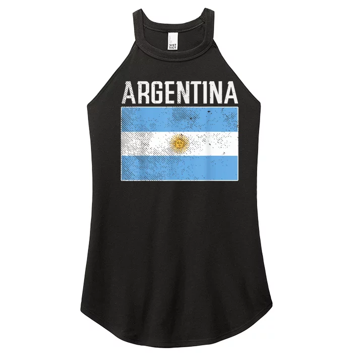 Distressed Argentina Flag Flag Soccer Fan Women’s Perfect Tri Rocker Tank