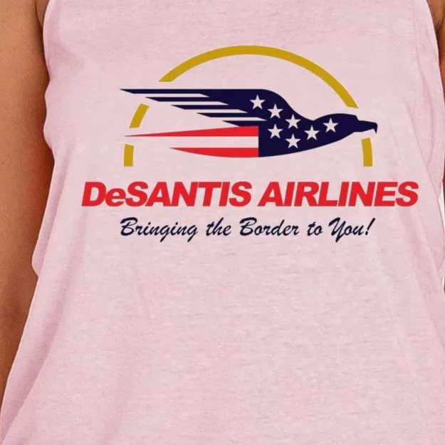 DeSantis Airlines Funny Political Meme Ron DeSantis Women's Knotted Racerback Tank