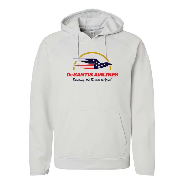 DeSantis Airlines Funny Political Meme Ron DeSantis Performance Fleece Hoodie