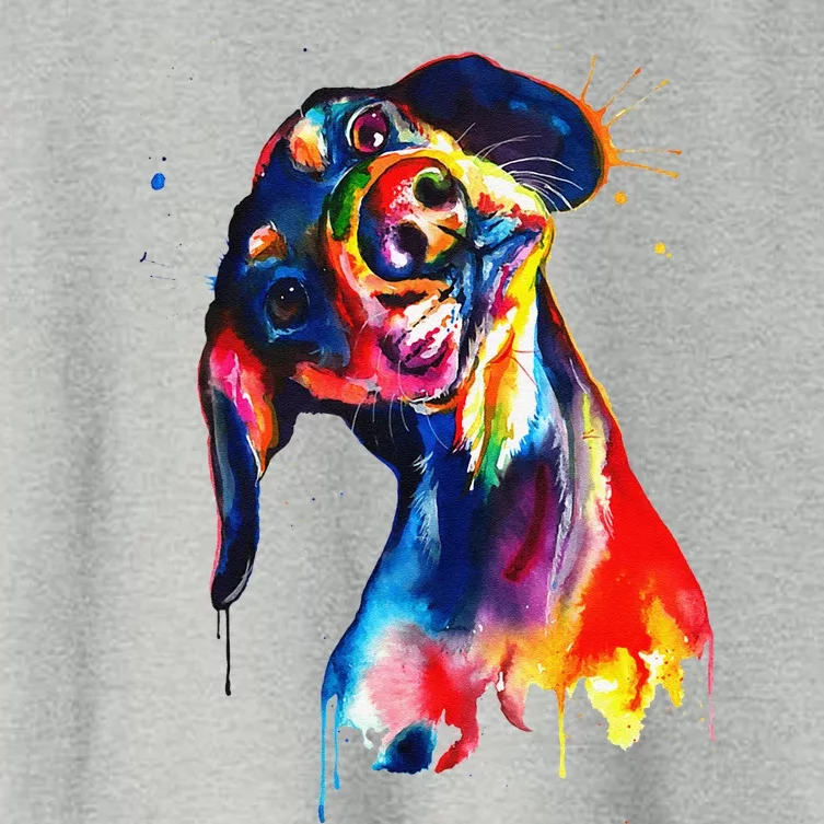 Dachshund Artistic Funny Dog Cute Sweet Gift Birthday Women's Crop Top Tee