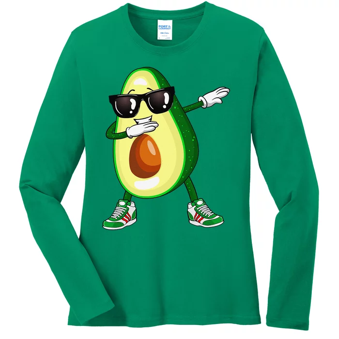 Dabbing Avocado Funny Vegan Food Lover Ladies Long Sleeve Shirt