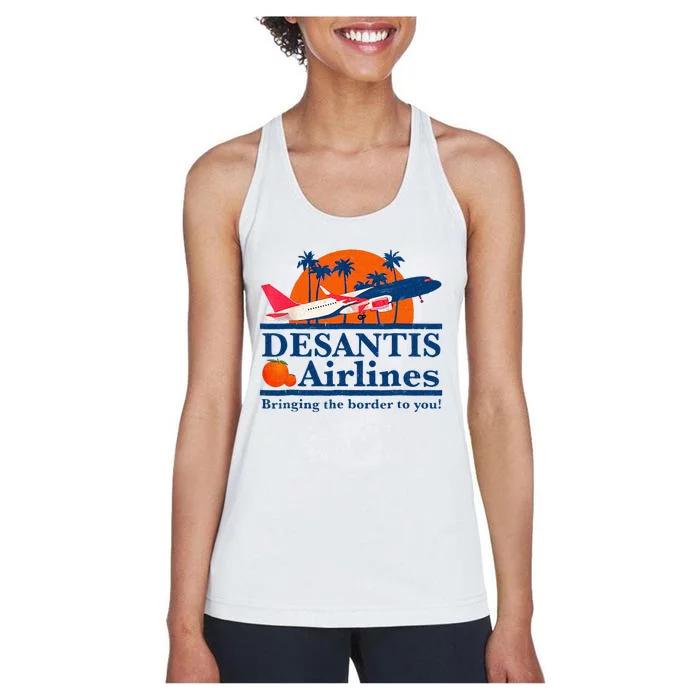 DeSantis Airlines Funny Political Meme Ron DeSantis Governor Women's Racerback Tank