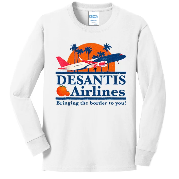 DeSantis Airlines Funny Political Meme Ron DeSantis Governor Kids Long Sleeve Shirt