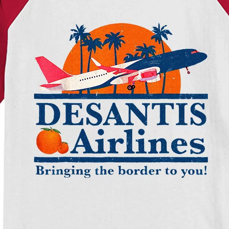 DeSantis Airlines Funny Political Meme Ron DeSantis Governor Kids Colorblock Raglan Jersey