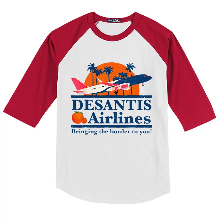 DeSantis Airlines Funny Political Meme Ron DeSantis Governor Kids Colorblock Raglan Jersey