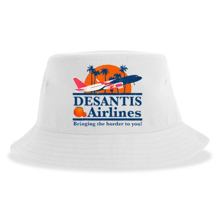 DeSantis Airlines Funny Political Meme Ron DeSantis Governor Sustainable Bucket Hat