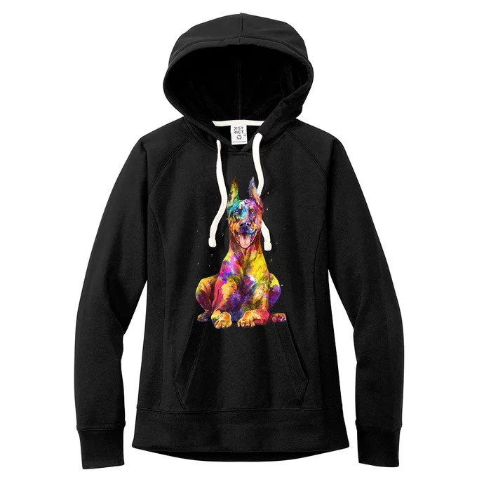 Doberman Art For  Dobie Doberman Pinscher Lover Women's Fleece Hoodie