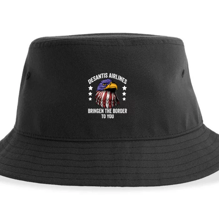 DeSantis Airlines Funny Political Meme DeSantis Airlines Sustainable Bucket Hat