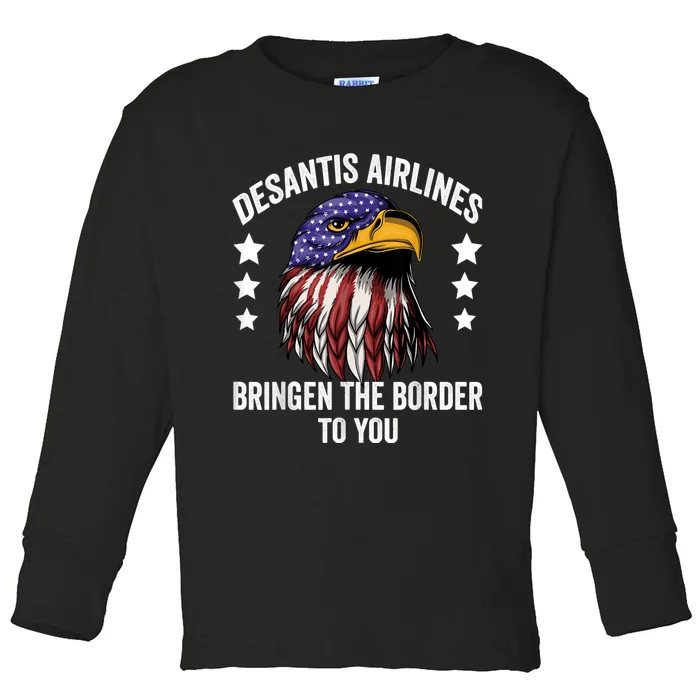 DeSantis Airlines Funny Political Meme DeSantis Airlines Toddler Long Sleeve Shirt