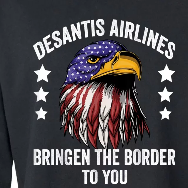 DeSantis Airlines Funny Political Meme DeSantis Airlines Cropped Pullover Crew