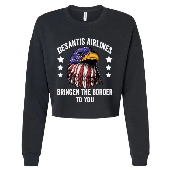 DeSantis Airlines Funny Political Meme DeSantis Airlines Cropped Pullover Crew