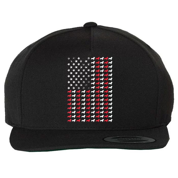 Dachshund American Flag Doxie Weiner Gift Wool Snapback Cap