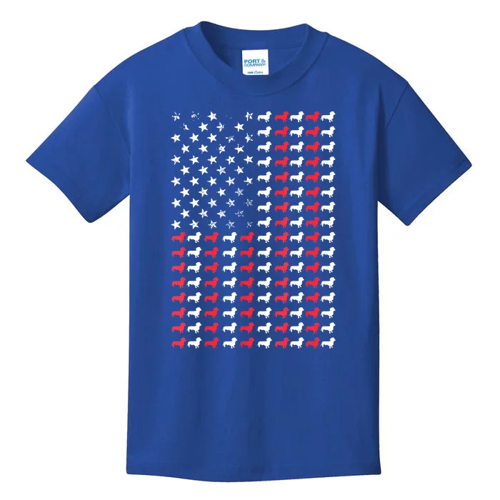 Dachshund American Flag Doxie Weiner Gift Kids T-Shirt