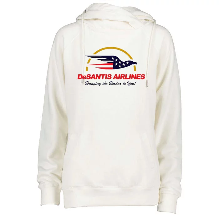 Desantis Airlines Funny Political Meme Ron Desantis Womens Funnel Neck Pullover Hood