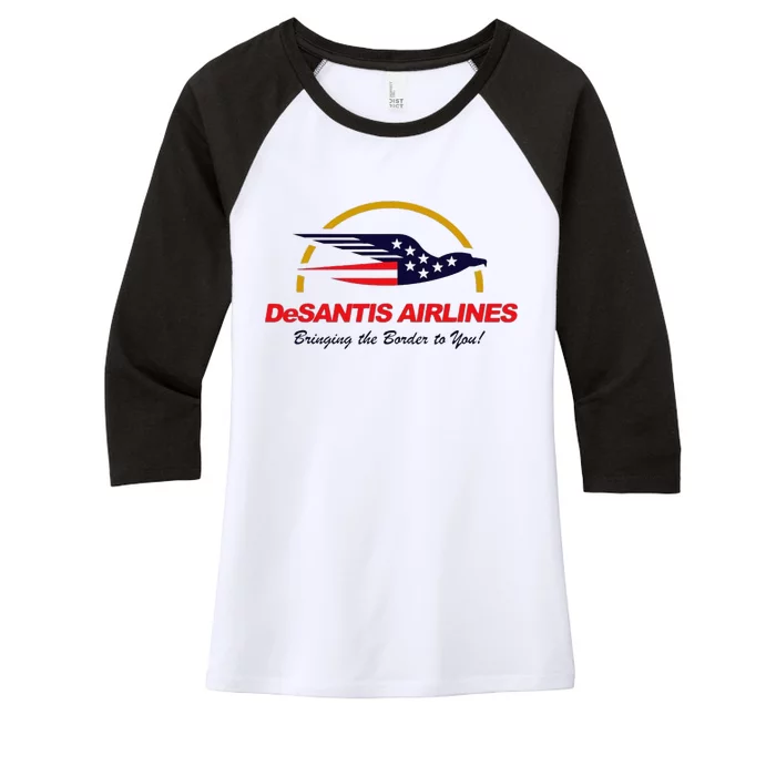 Desantis Airlines Funny Political Meme Ron Desantis Women's Tri-Blend 3/4-Sleeve Raglan Shirt