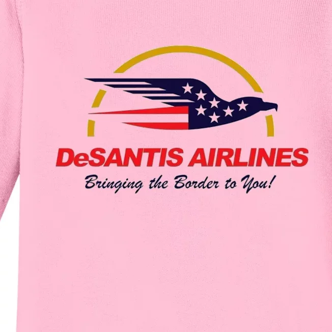 DeSantis Airlines Funny Political Meme Ron DeSantis Baby Long Sleeve Bodysuit