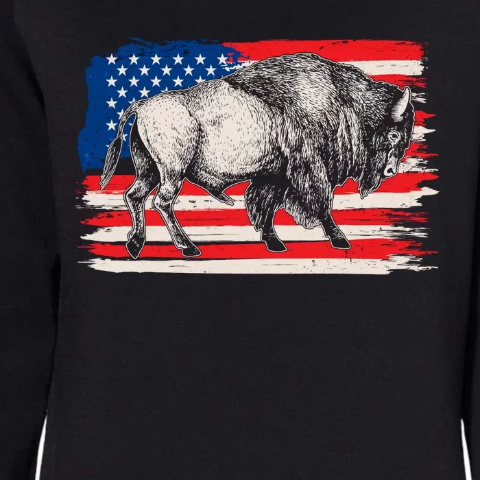 Distress American Flag Vintage Buffalo Womens California Wash Sweatshirt