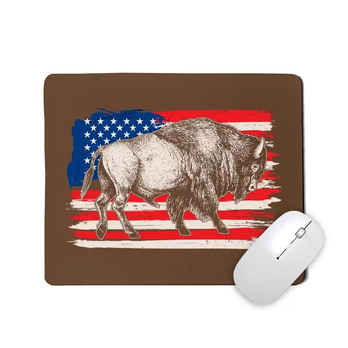 Distress American Flag Vintage Buffalo Mousepad