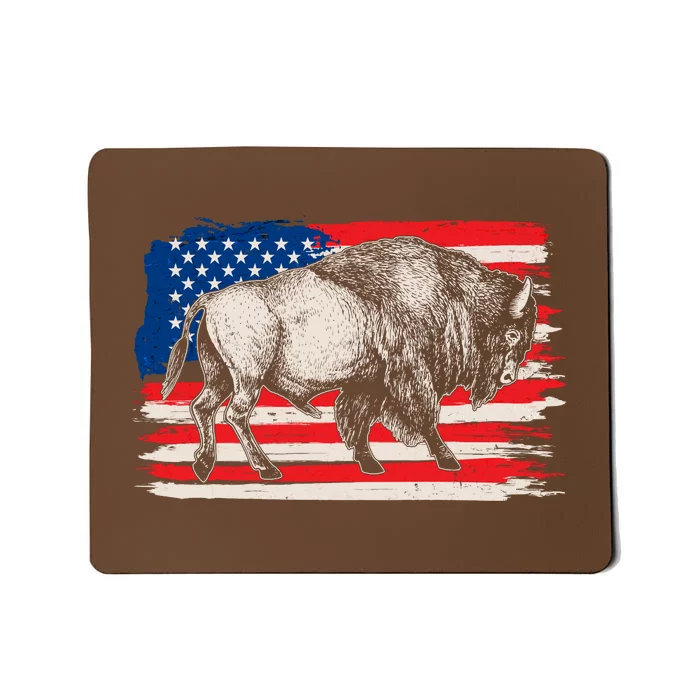 Distress American Flag Vintage Buffalo Mousepad