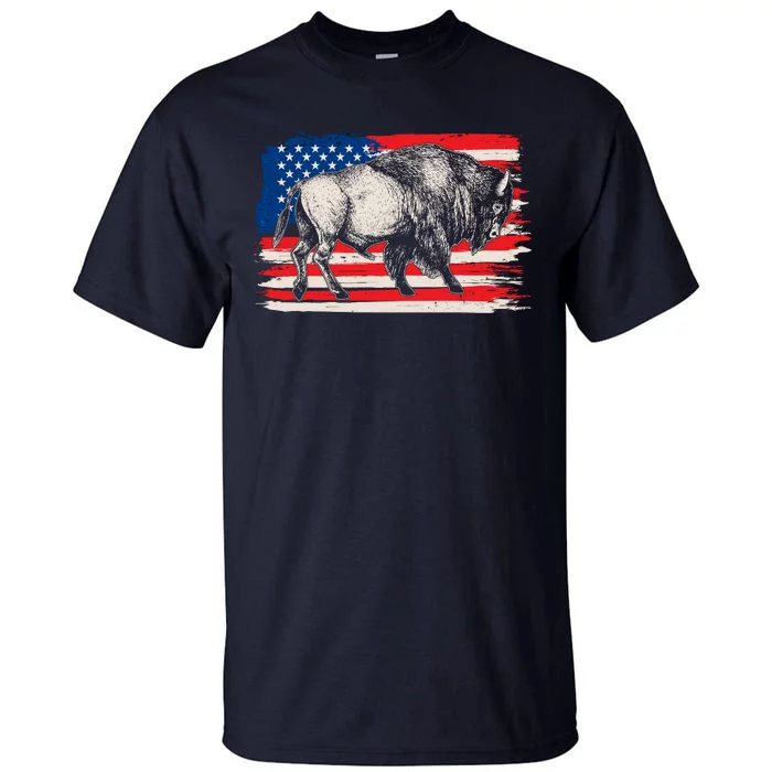 Distress American Flag Vintage Buffalo Tall T-Shirt