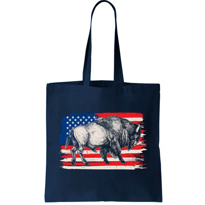 Distress American Flag Vintage Buffalo Tote Bag