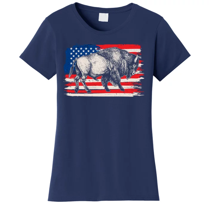 Distress American Flag Vintage Buffalo Women's T-Shirt