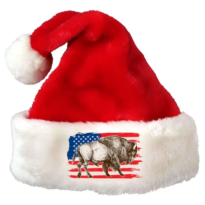 Distress American Flag Vintage Buffalo Premium Christmas Santa Hat