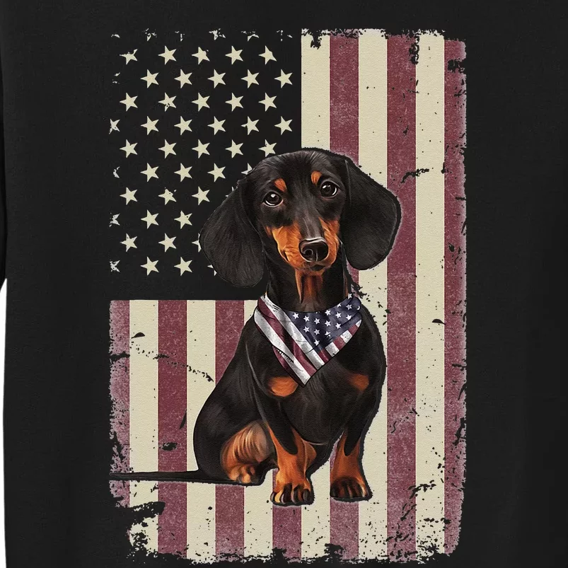 Dachshund American Flag Bandana 4th Of July Gifts Tall Sweatshirt