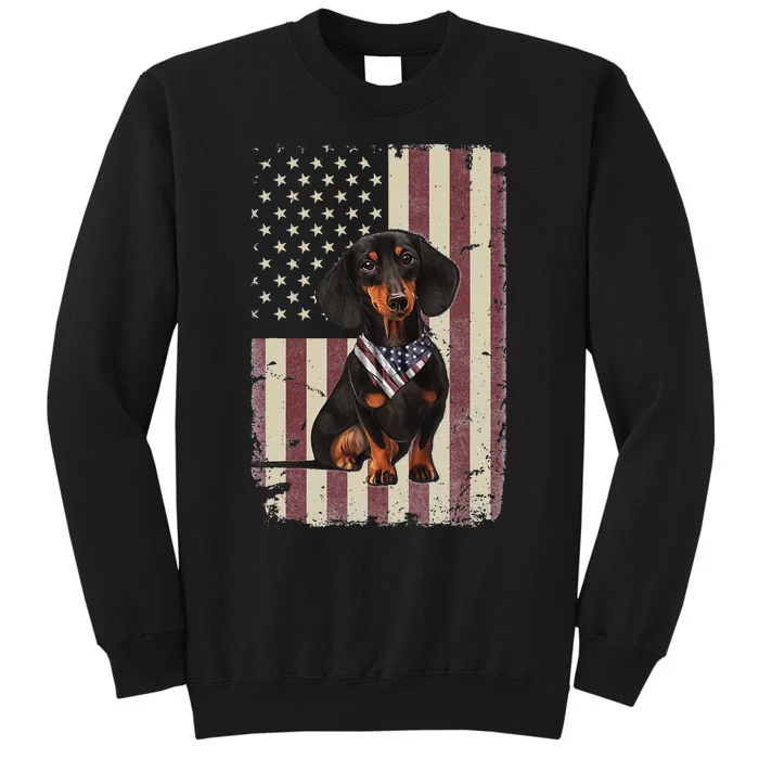 Dachshund American Flag Bandana 4th Of July Gifts Tall Sweatshirt