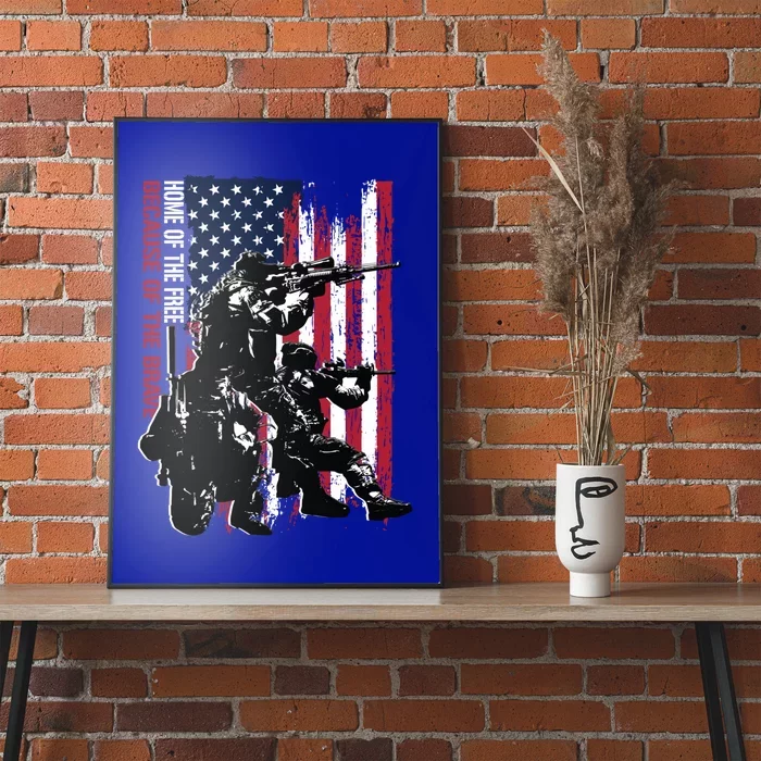 Distress American Flag Home Of The Free Because Of The Brave Gift Poster