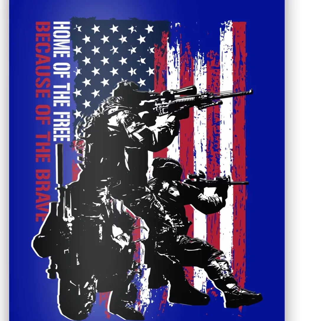 Distress American Flag Home Of The Free Because Of The Brave Gift Poster