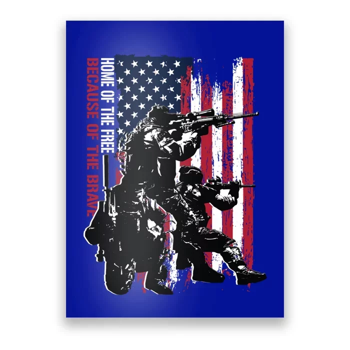 Distress American Flag Home Of The Free Because Of The Brave Gift Poster