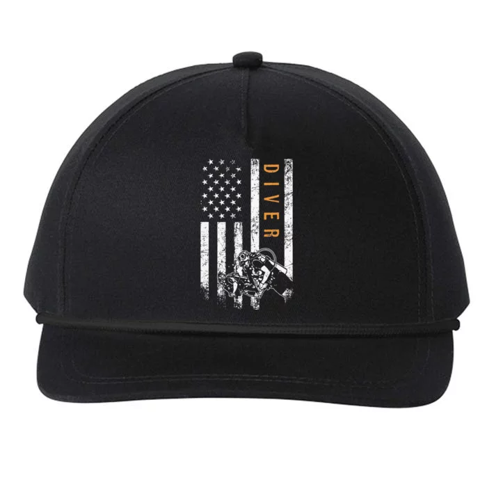 Diver American Flag Design Scuba Diving Snapback Five-Panel Rope Hat