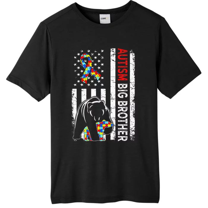 Distressed American Flag Autism Big Brother Bear Awareness ChromaSoft Performance T-Shirt