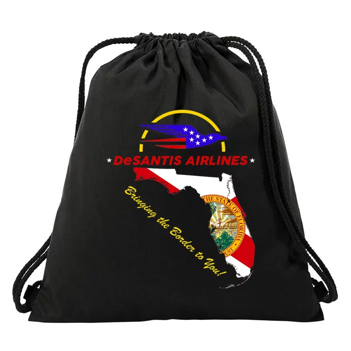 DeSantis Airlines Funny Political Meme Bringing The Border To You Drawstring Bag