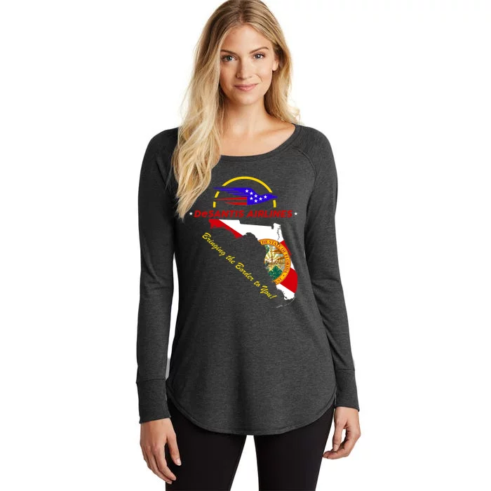 DeSantis Airlines Funny Political Meme Bringing The Border To You Women's Perfect Tri Tunic Long Sleeve Shirt