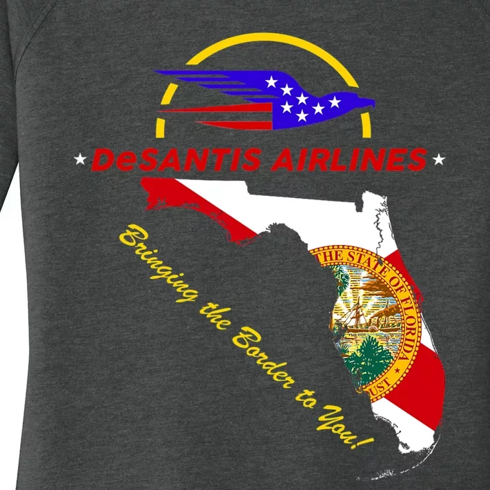 DeSantis Airlines Funny Political Meme Bringing The Border To You Women's Perfect Tri Tunic Long Sleeve Shirt