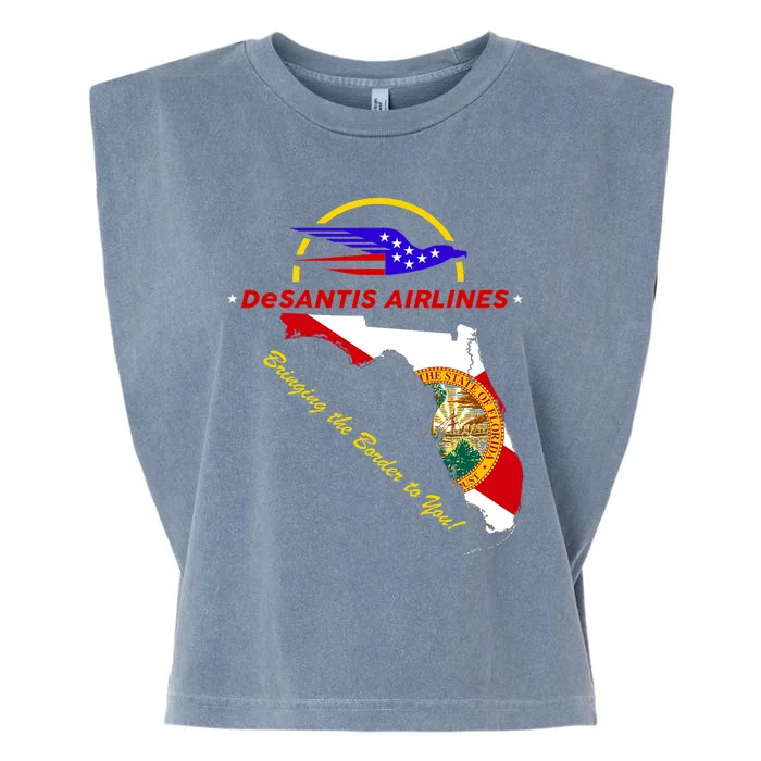 DeSantis Airlines Funny Political Meme Bringing The Border To You Garment-Dyed Women's Muscle Tee