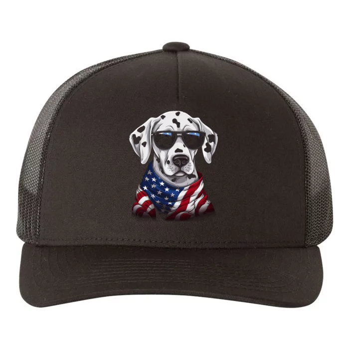 Dalmatian American Flag USA Tee 4th July Gifts Graphic Tees Yupoong Adult 5-Panel Trucker Hat