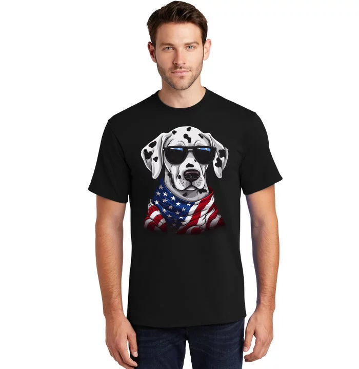 Dalmatian American Flag USA Tee 4th July Gifts Graphic Tees Tall T-Shirt