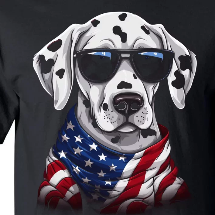 Dalmatian American Flag USA Tee 4th July Gifts Graphic Tees Tall T-Shirt