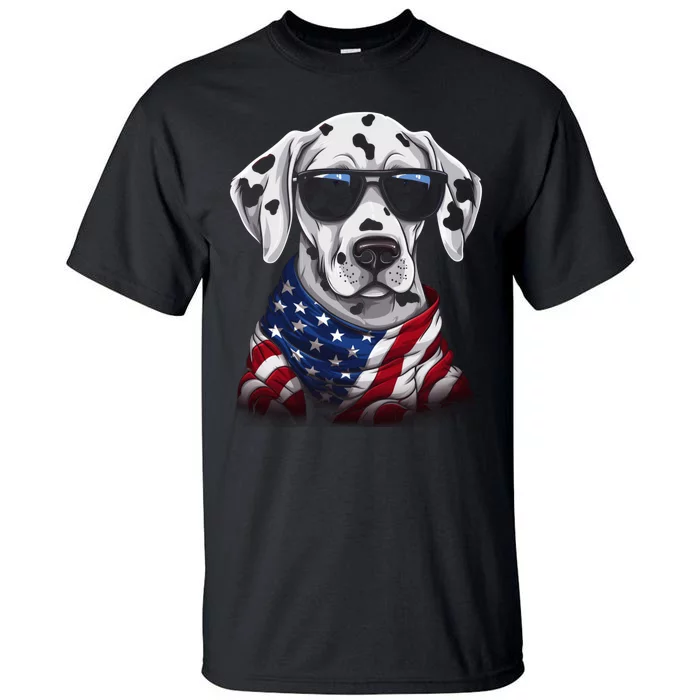 Dalmatian American Flag USA Tee 4th July Gifts Graphic Tees Tall T-Shirt