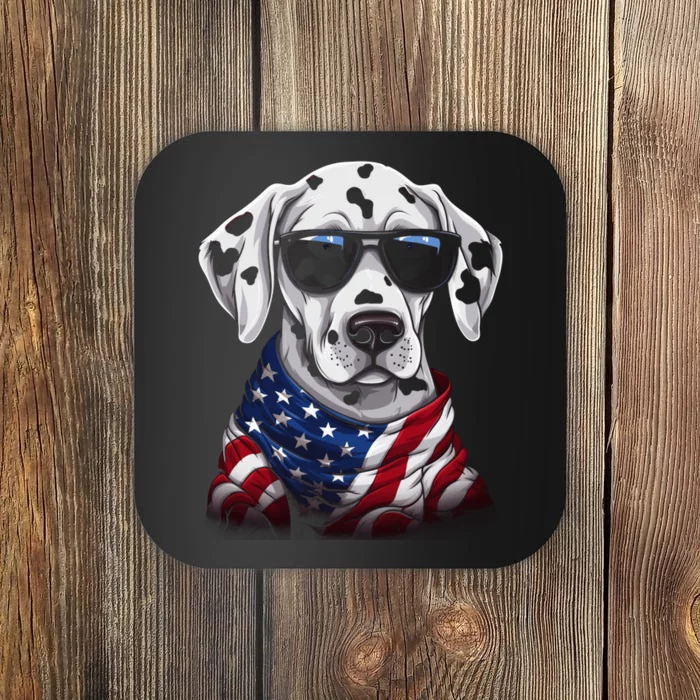 Dalmatian American Flag USA Tee 4th July Gifts Graphic Tees Coaster