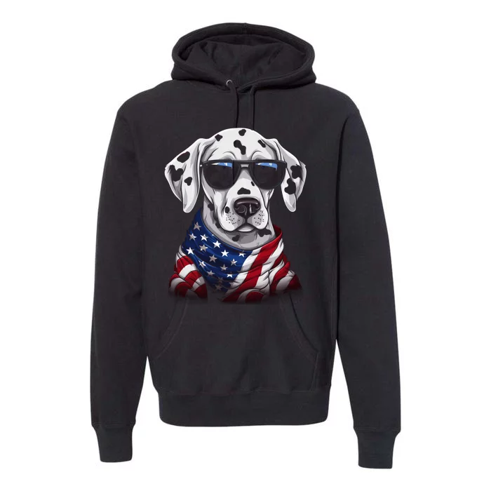 Dalmatian American Flag USA Tee 4th July Gifts Graphic Tees Premium Hoodie